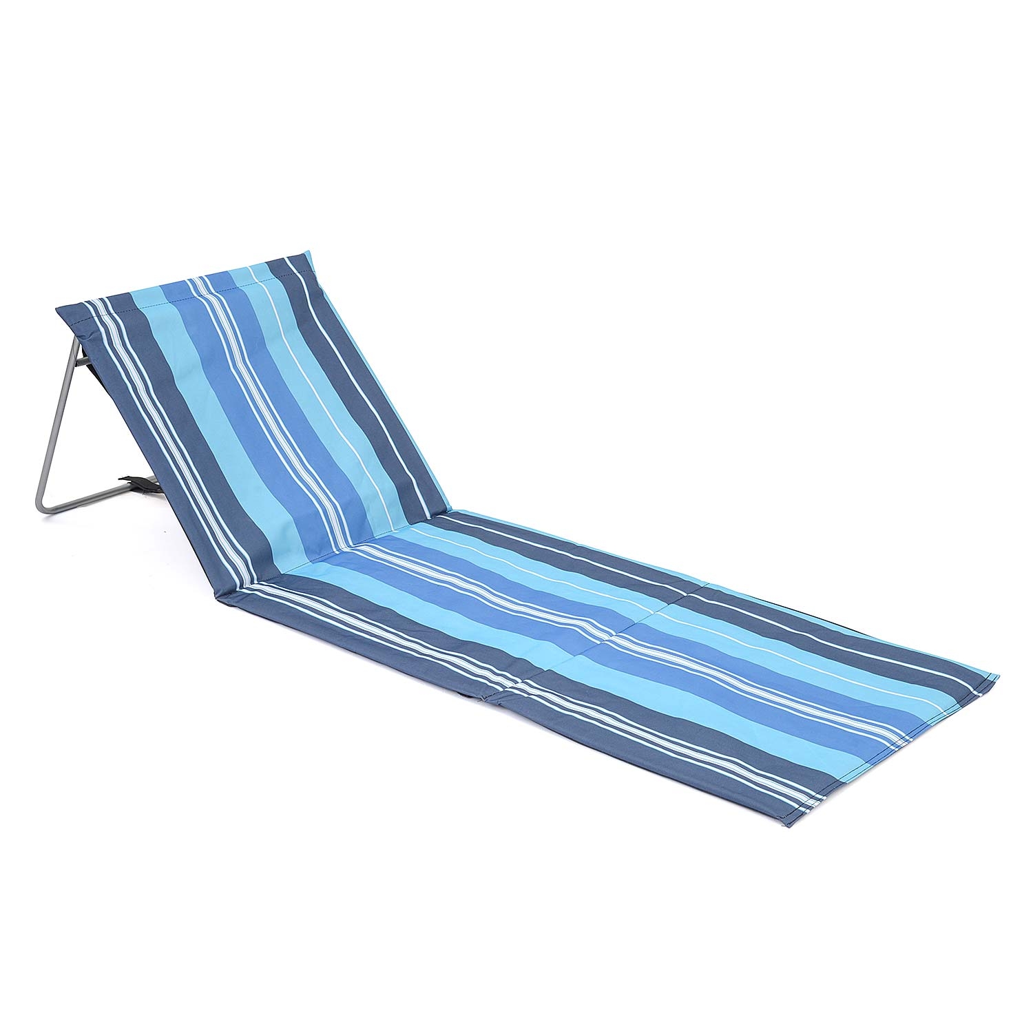 Folding Sun Lounger Beach Mat With Backrest - Blue