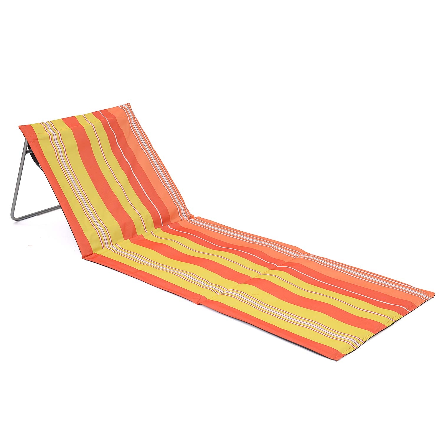 Folding Sun Lounger Beach Mat With Backrest - Orange