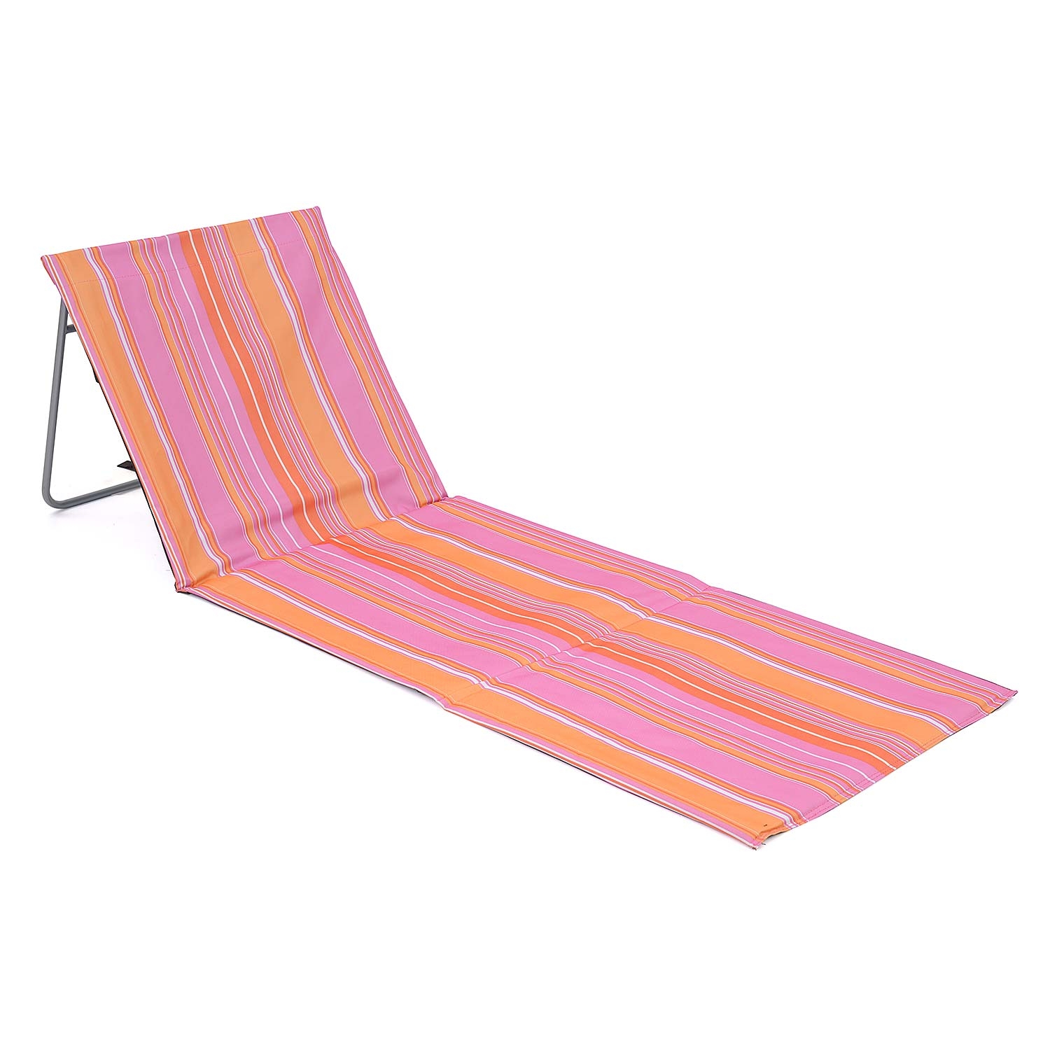 Folding Sun Lounger Beach Mat With Backrest - Pink