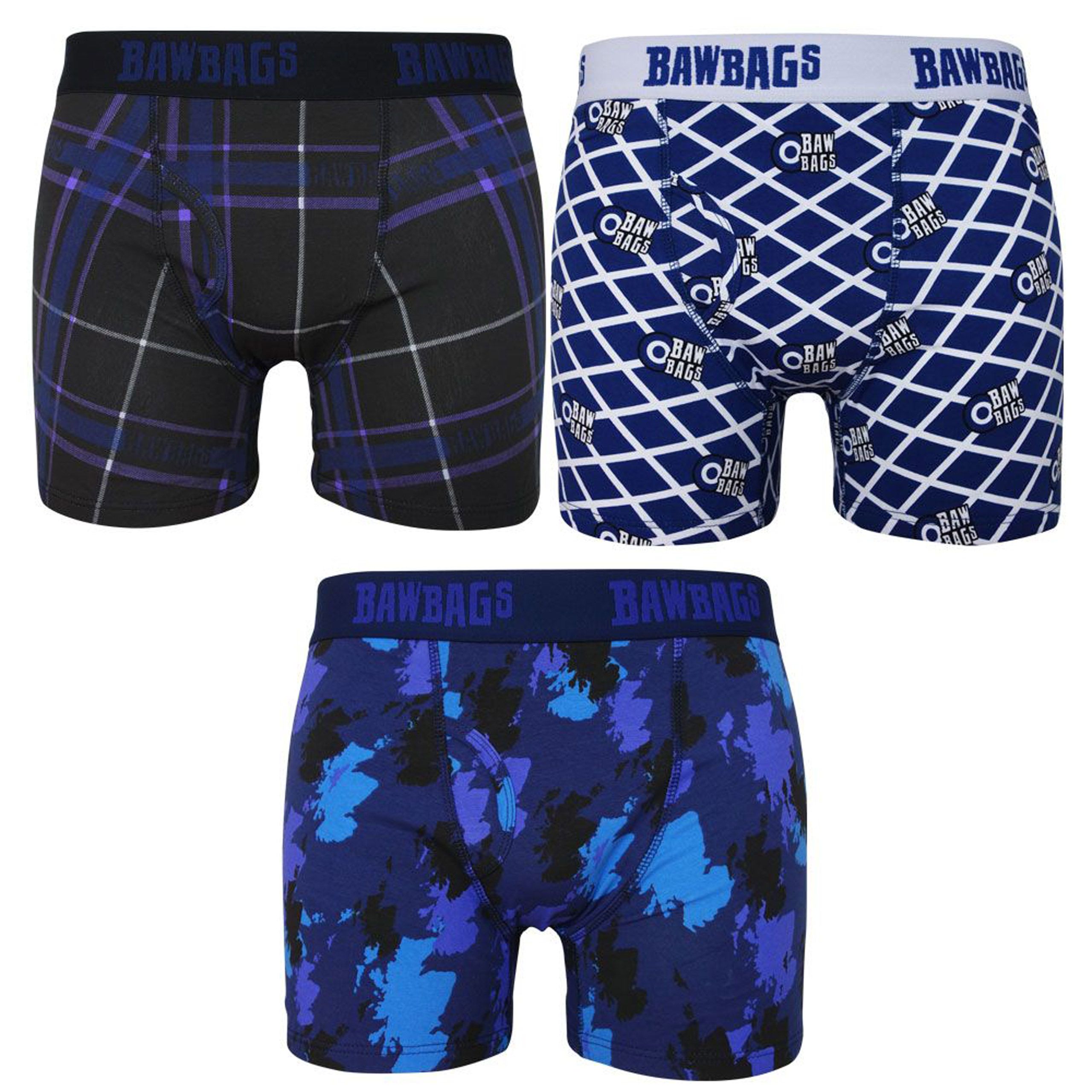 Bawbags Mens 3 Pack Scottish Boxer Shorts