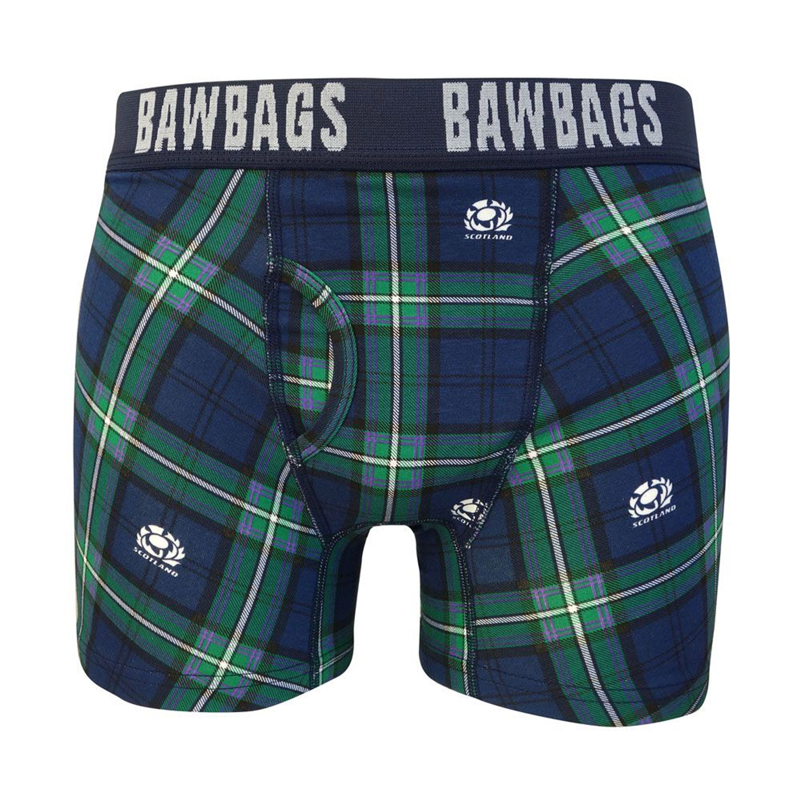 Bawbags Mens Scotland Rugby Tartan Boxer Shorts