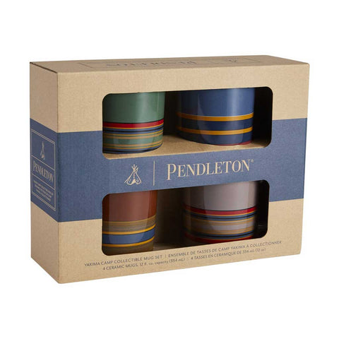 Pendleton  Ceramic Mugs  Set Of 4  Camp Mugs  Camp Stripe