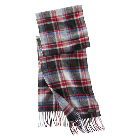 Pendleton  Plaid Scarf  Extra Long Wool Scarf  Grey-red