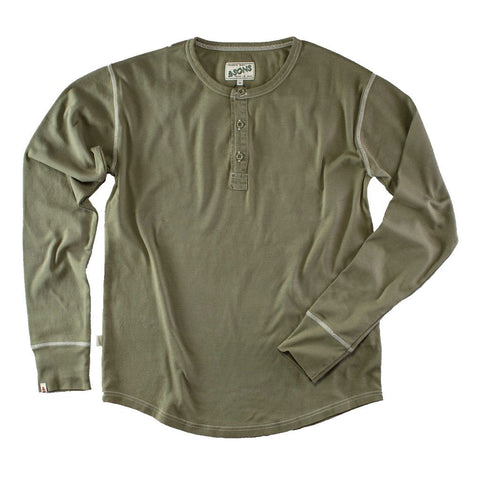 &sons  The New Elder Henley Shirt  Long Sleeve  Army Green
