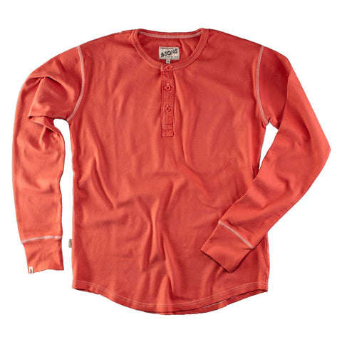 &sons  The New Elder Henley Shirt  Long Sleeve  Vintage Red