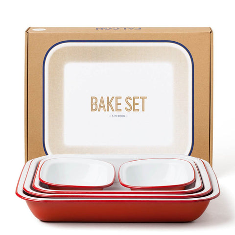Falcon Enamelware  Bake Set  Enamel Baking Dishes  Pillarbox Red