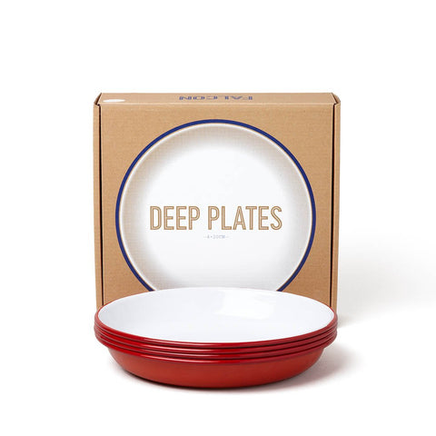 Falcon Enamelware  Deep Plates (set Of 4)  Enamel Plates  Red