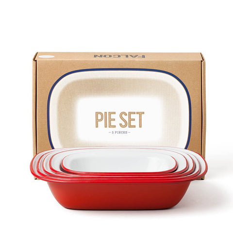 Falcon Enamelware  Pie Set  Enamel Pie Dishes  Pillarbox Red