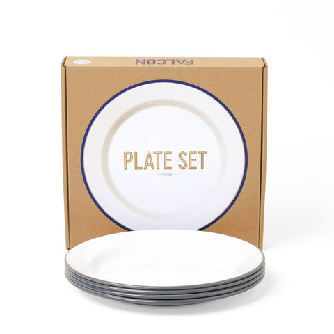 Falcon Enamelware  Plates (set Of 4)  Enamel Picnic Plates  Grey