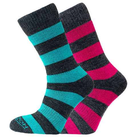 Horizon Socks  Heritage Merino Socks  Ladies Socks  Teal Cerise