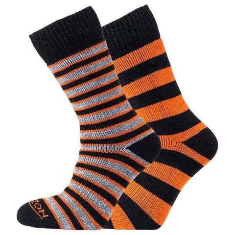 Horizon Socks  Heritage Merino Socks  Mens Striped Socks  Orange