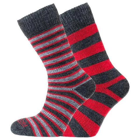 Horizon Socks  Heritage Merino Socks  Mens Striped Socks  Red