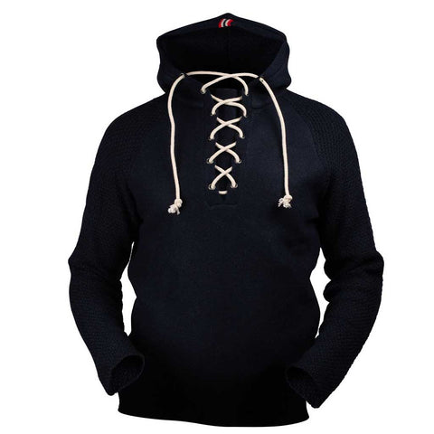 Amundsen  Boiled Hoodie Laced  Mens  Lace Up Hoodie  Faded Navy