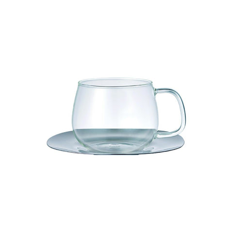 Kinto  Unitea CupandSaucer 350ml  Glass Teacup