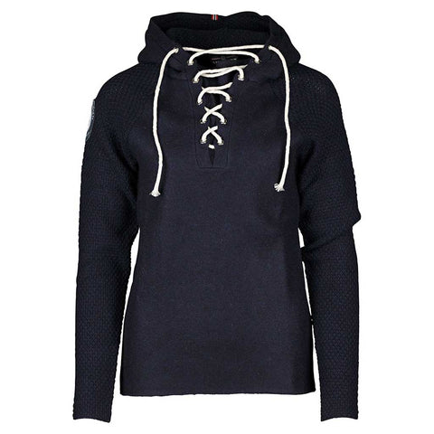 Amundsen  Boiled Hoodie Laced  Womens  Lace Up Hoodie  Faded Navy