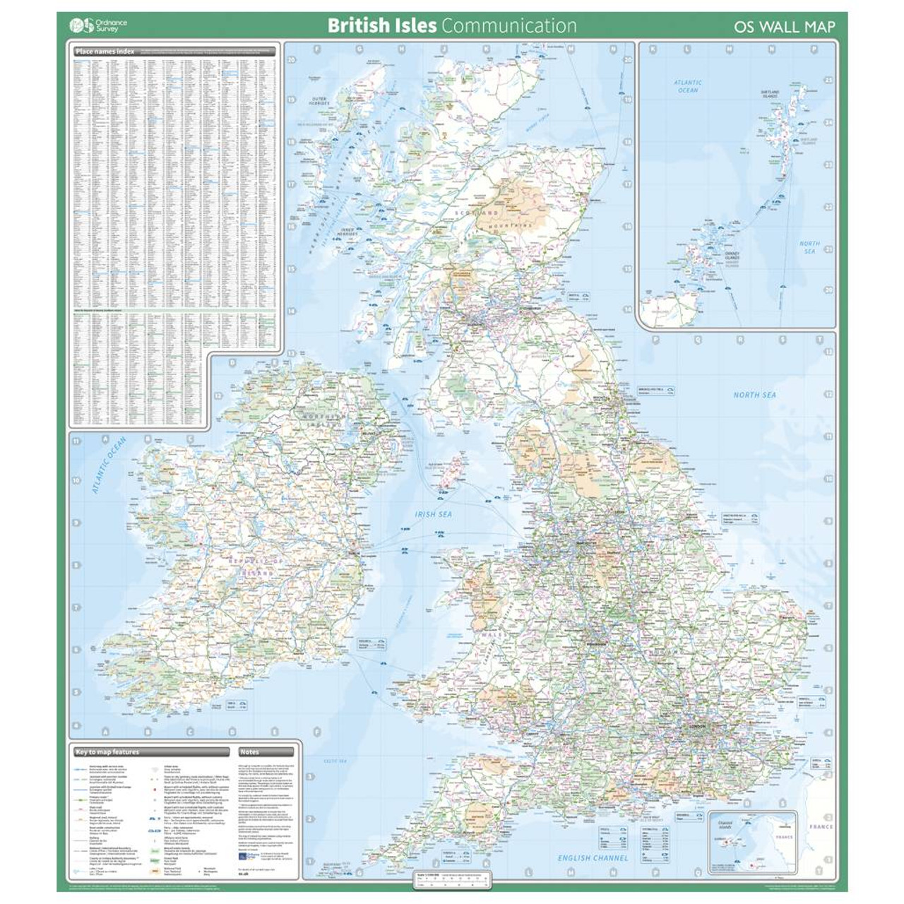 British Isles - Communication Wall Map