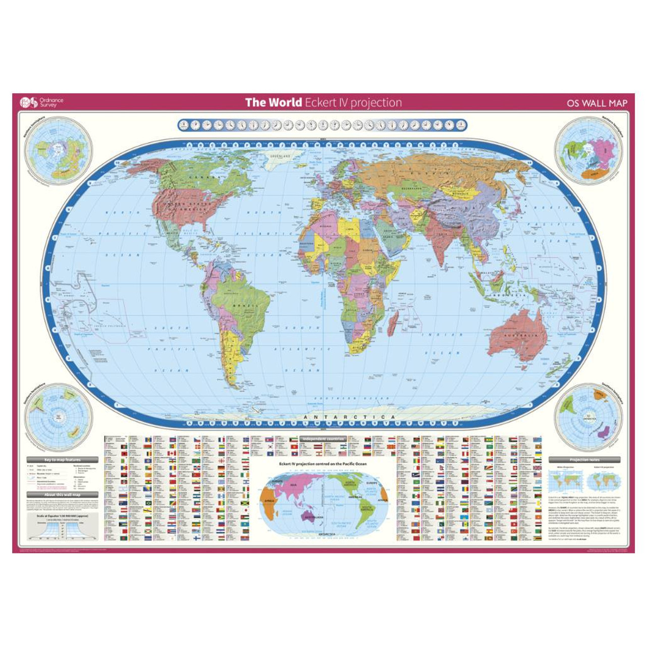 The World - Eckert Iv Projection Wall Map