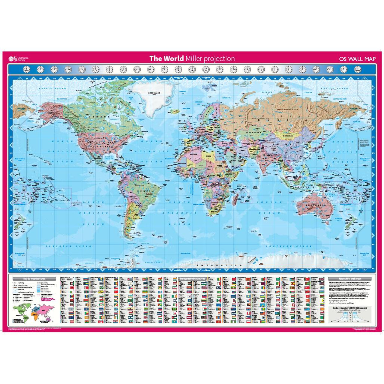 The World - Miller Projection Wall Map