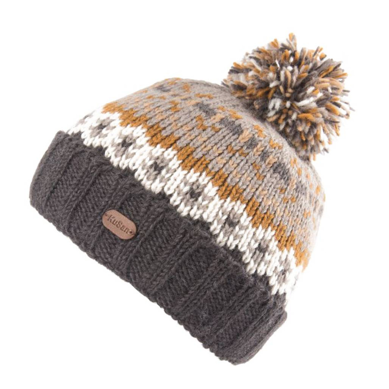 Classic Turn Up Nordic Charcoal Bobble Hat