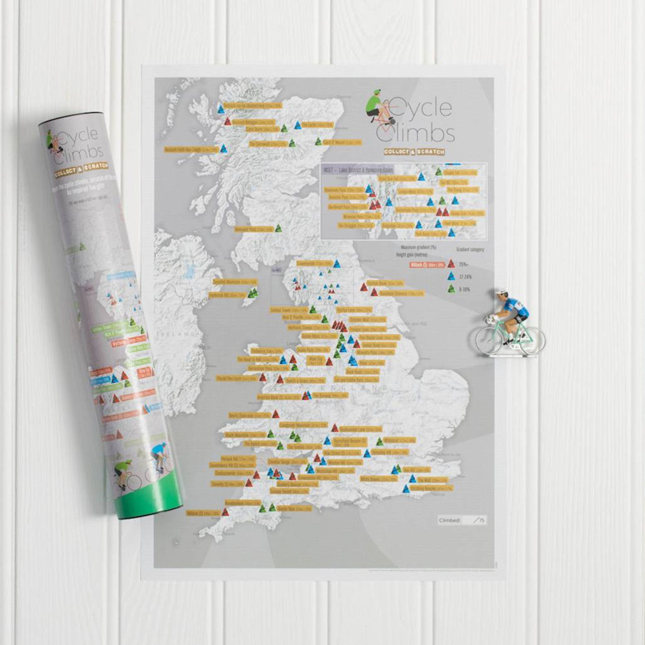 Cycle Climbs Uk CollectandScratch Off Map