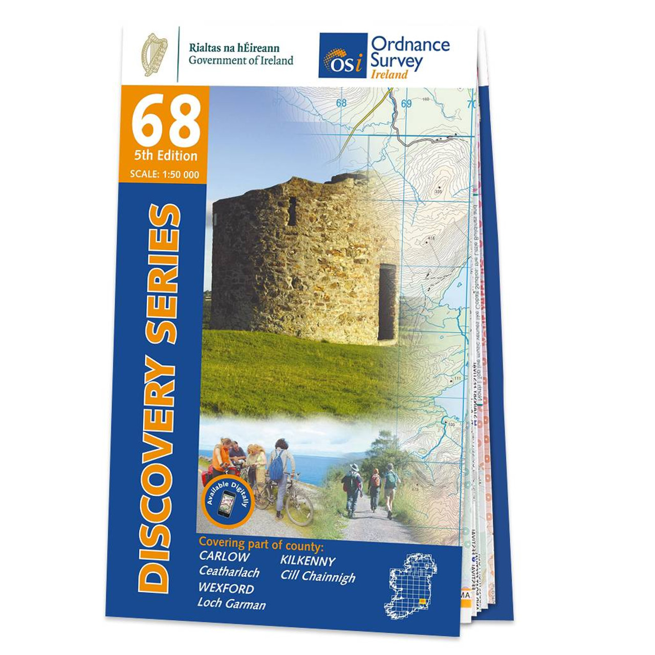 Map Of County Carlow  Kilkenny And Wexford: Osi Discovery 68