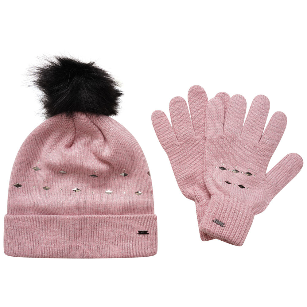 Dare 2b Womens Bejewel Ii Set Knitted Bobble Hat And Gloves One Size