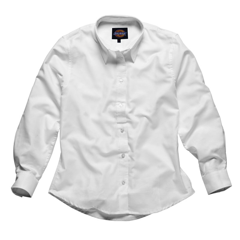 Dickies Ladies Oxford Long Sleeved Shirt White Sh64300w