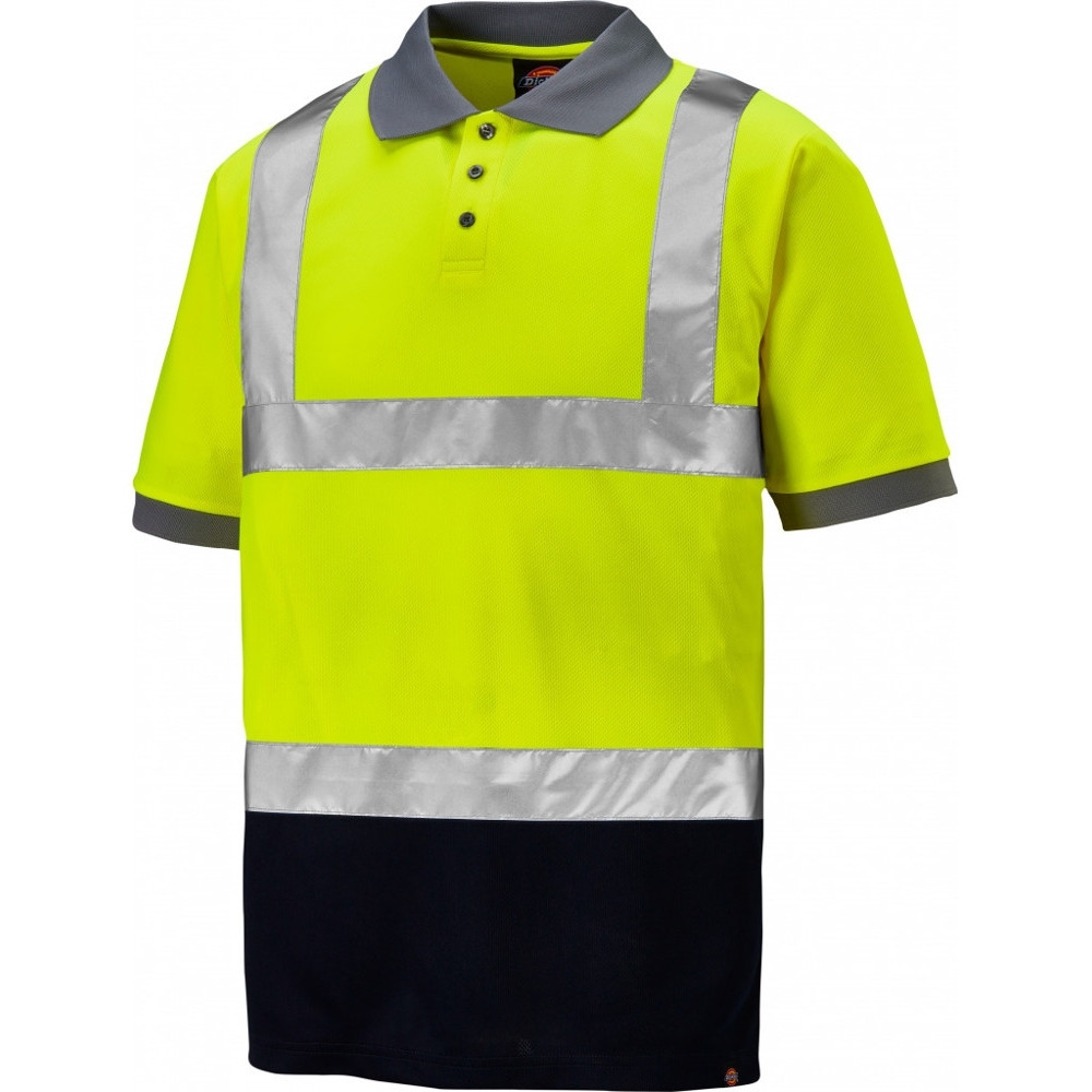 Dickies Mens Hi Visibility Two Tone Workwear Short Sleeve Polo Shirt S - Chest 36-38