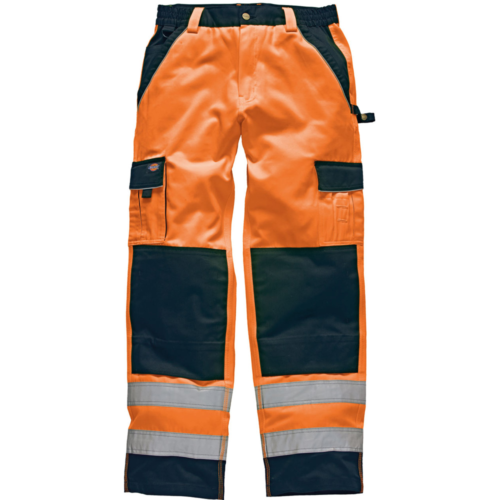 Dickies Mens High Visibility Viz Industry 300 Cargo Trousers Orange
