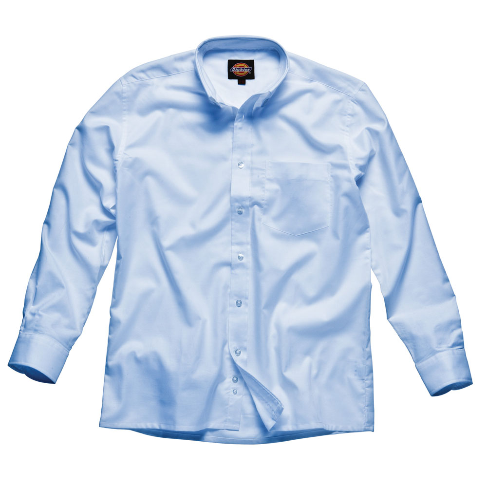 Dickies Mens Workwear Oxford Weave Long Sleeved Shirt Blue Sh64200b