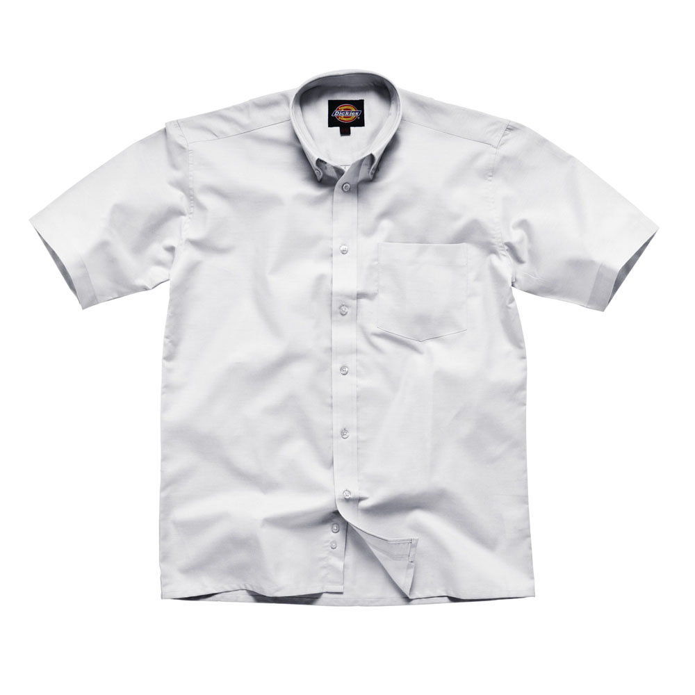 Dickies Mens Workwear Oxford Weave Short Sleeved Shirt White Sh64250w
