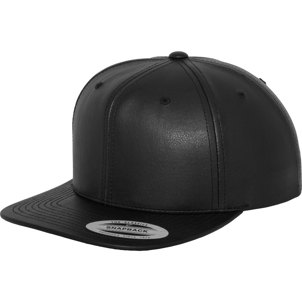 Flexfit By Yupoong Mens Full Leather Imitation Pu Snapback Cap One Size