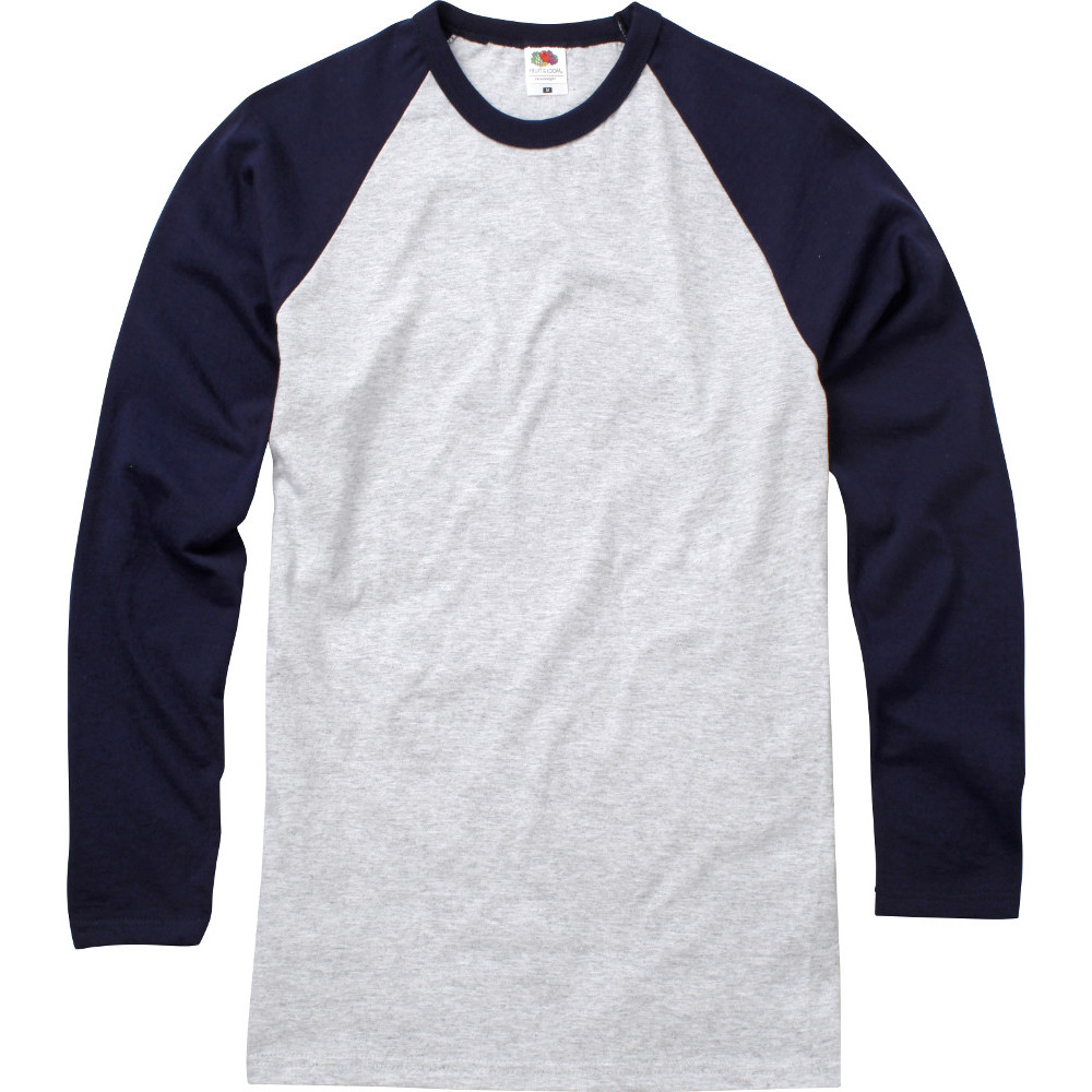 Fruit Of The Loom Mens Long Sleeve Baseball Cotton T-shirt Xl - Chest 44-46 (112-117cm)