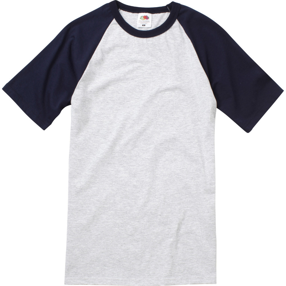 Fruit Of The Loom Mens Short Sleeve Baseball T Shirt Xxl - Chest 47-49 (119-124cm)