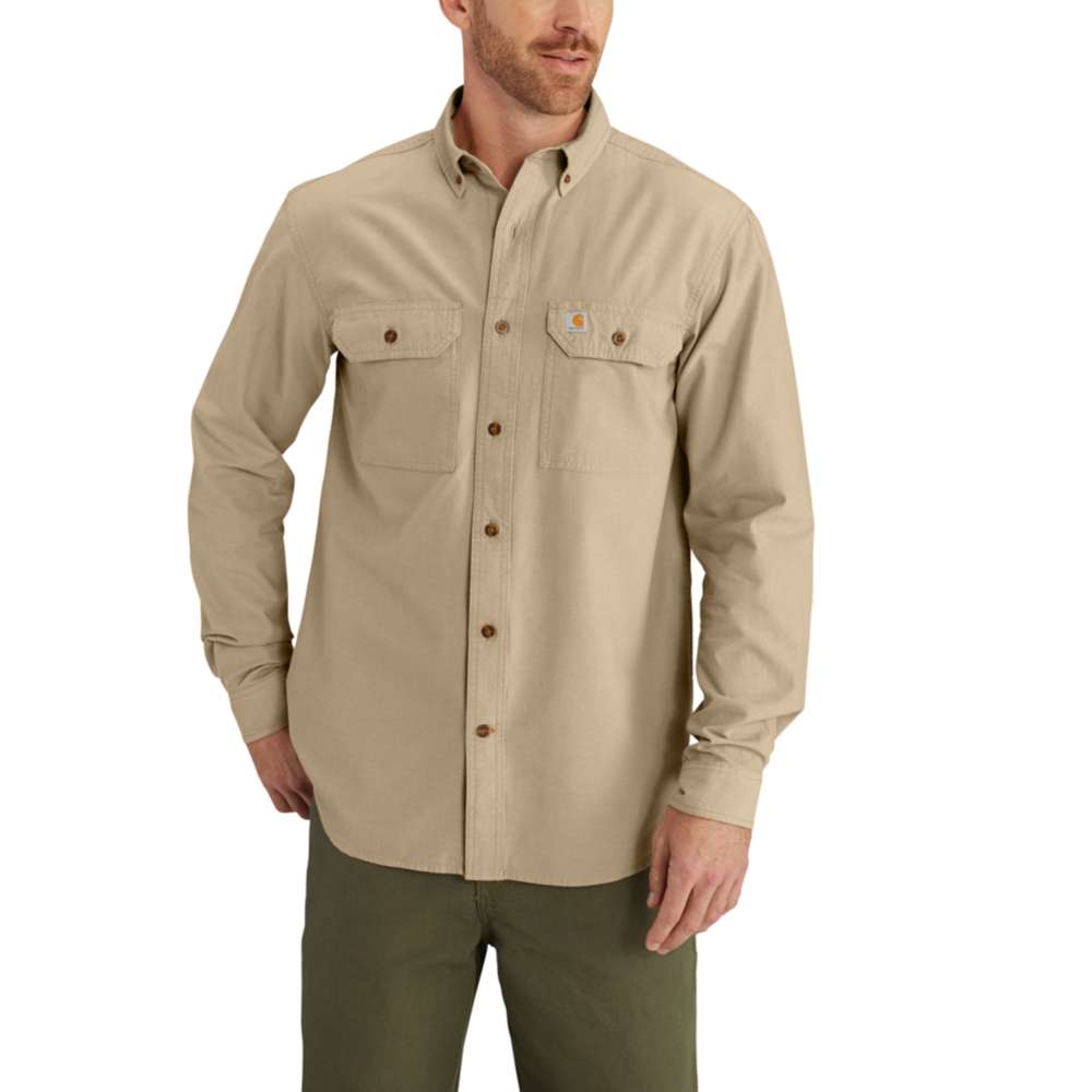 Carhartt Mens Long Sleeve Washed Fort Solid Cotton Button Shirt S - Chest 34-36 (86-91cm)