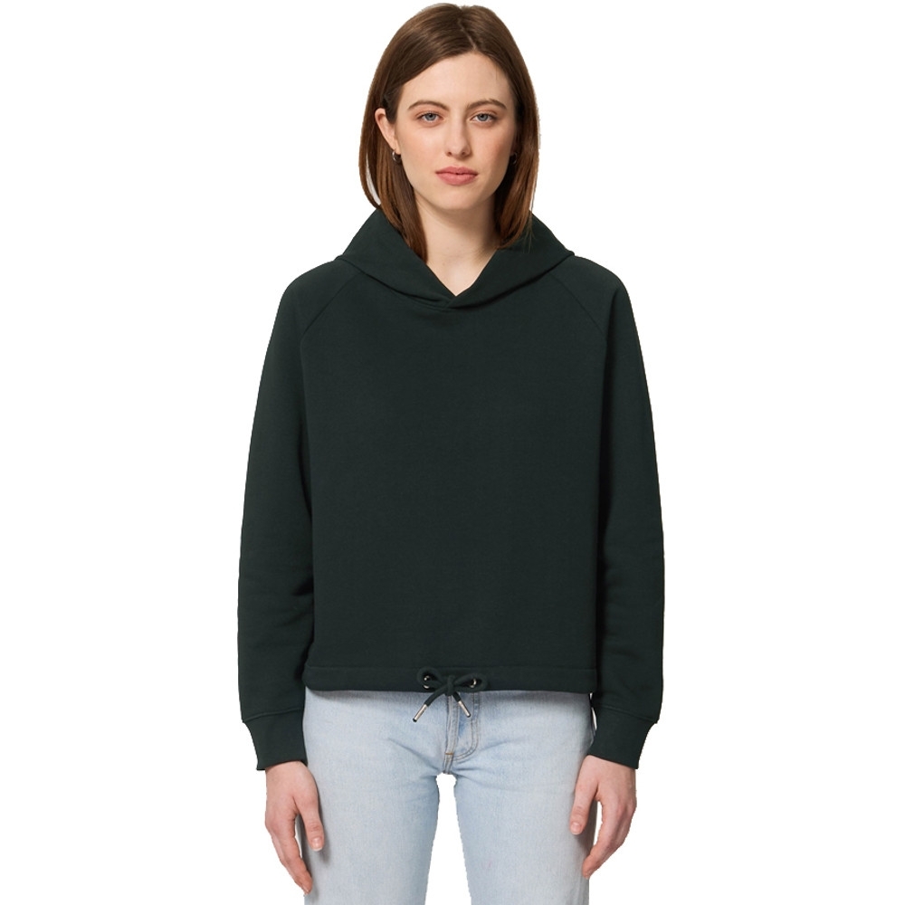 Greent Womens Organic Bower Cropped Raglan Sweater Hoodie L- Uk Size 14