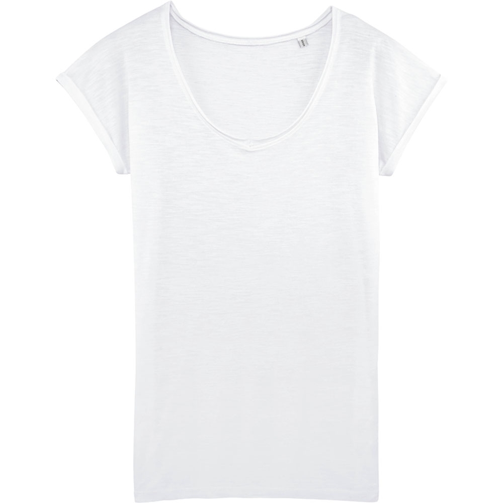 Greent Womens Organic Cotton Invents Slub Raw Edge T Shirt L- Uk Size 14