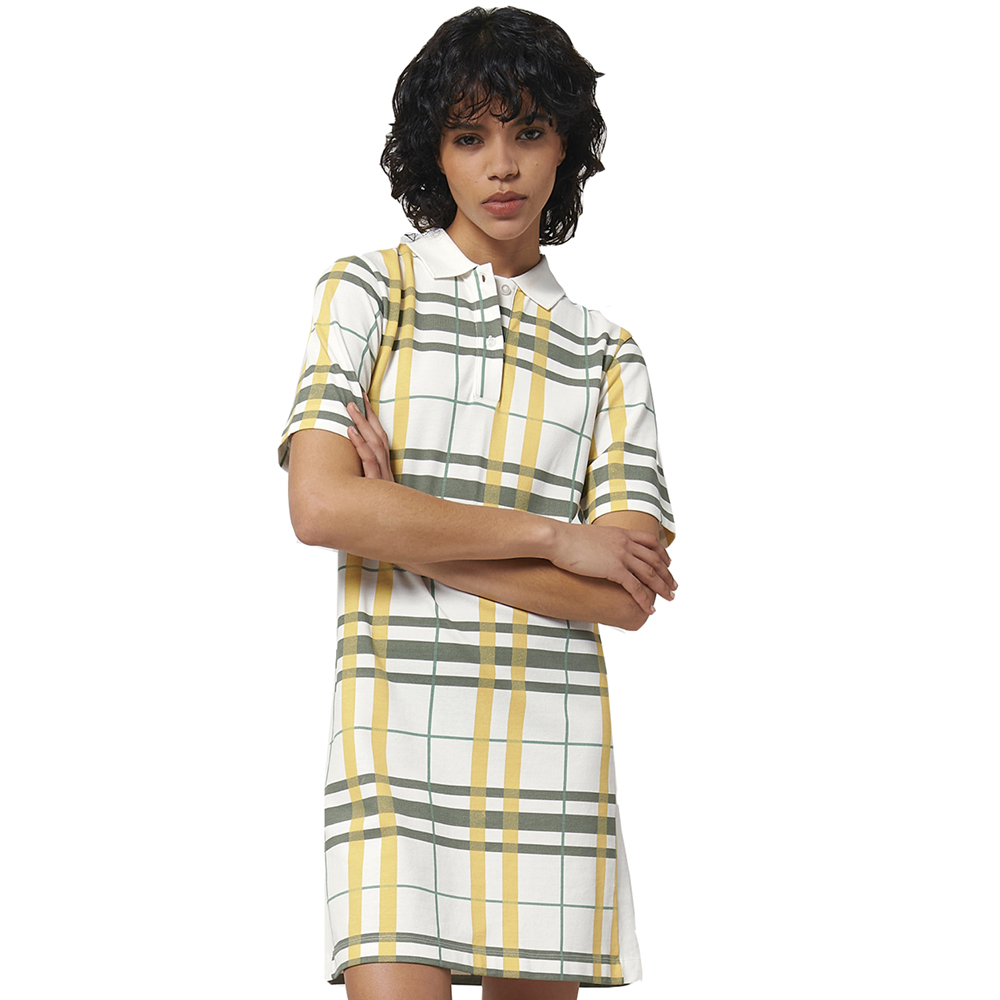 Greent Womens Organic Cotton Paiger Aop Polo Neck Dress 2xl- Uk 18