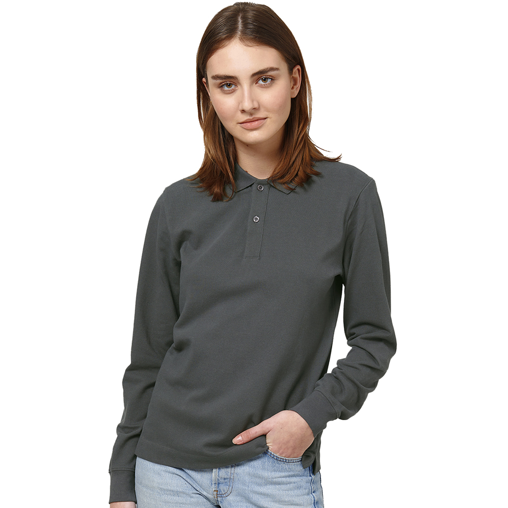 Greent Womens Organic Cotton Prepster Long Sleeve Polo Shirt Xxs- Bust 32-34