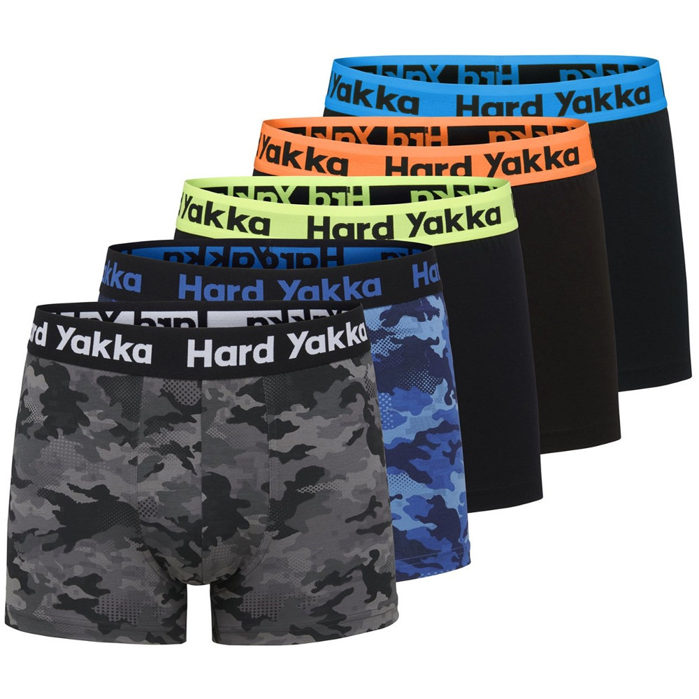 Hard Yakka Mens Cotton Five Pack Trunk Boxer Shorts Small