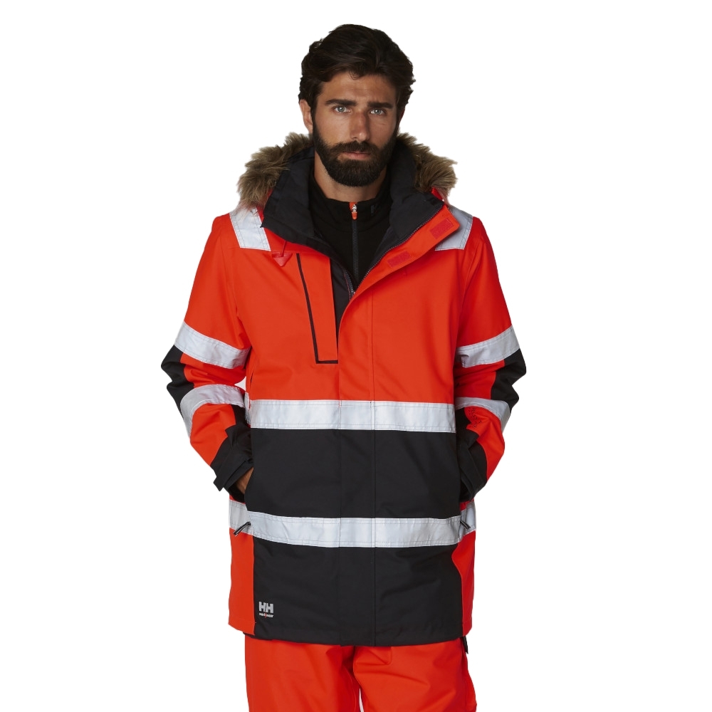 Helly Hansen Mens Alna Winter Hi Vis Parka Workwear Jacket Xl - Chest 45.5 (116cm)