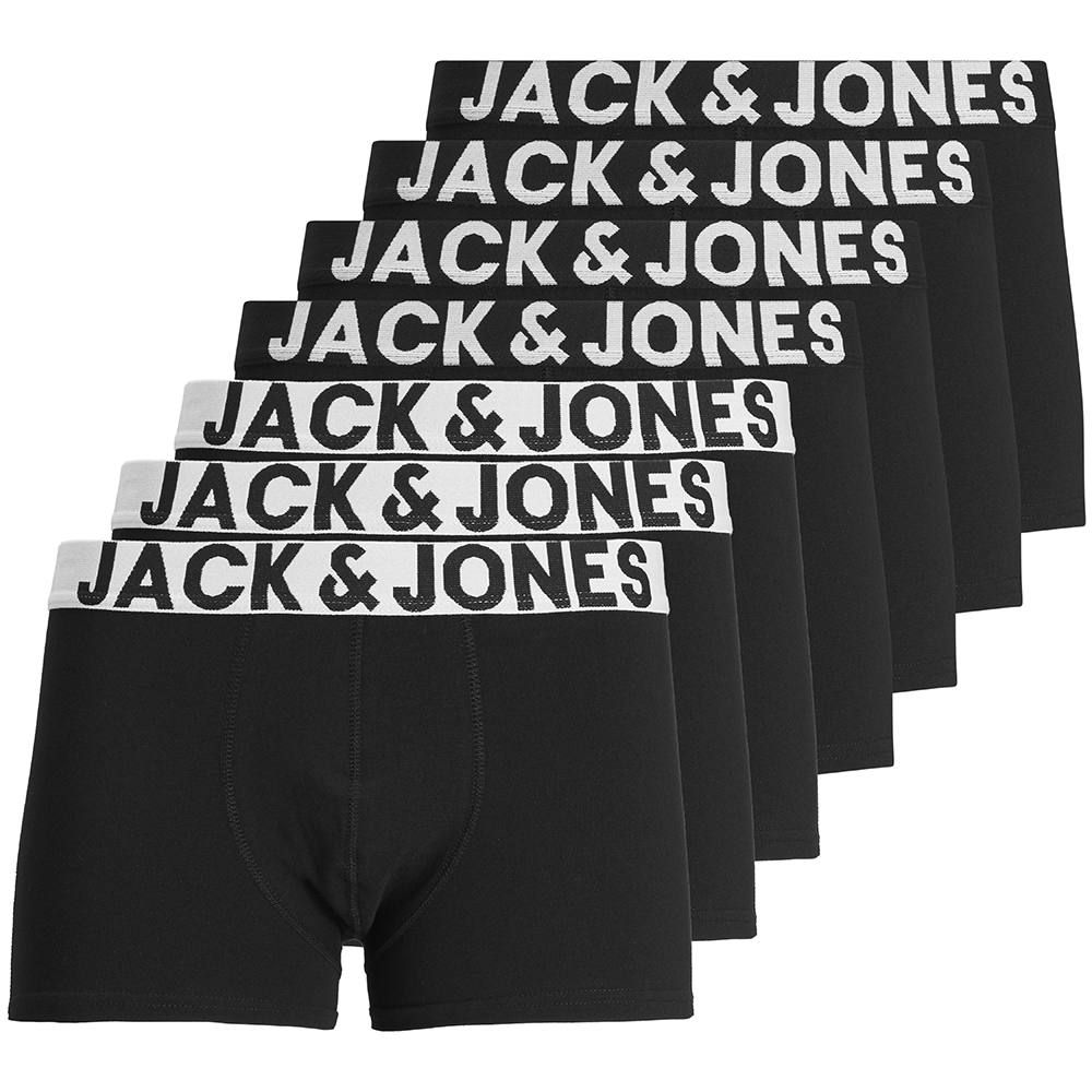 JackandJones Mens JacblackandWht 7 Pack Trunks Boxer Shorts L - Waist Size 36 (91cm)