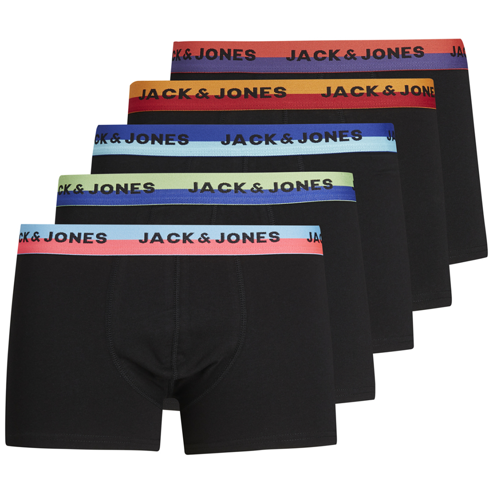 JackandJones Mens Jacneon 5 Pack Trunks Boxer Shorts Xl - Waist Size 38 (96cm)
