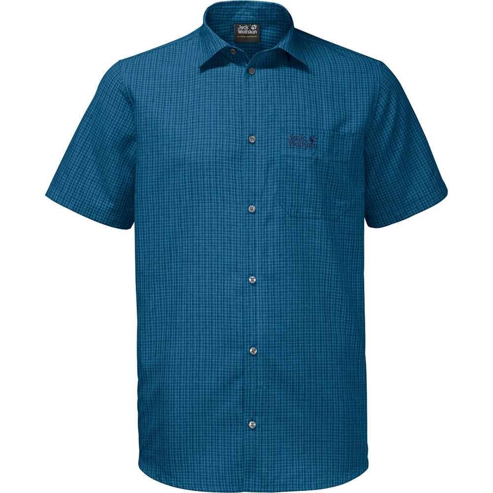 Jack Wolfskin Mens El Dorado Short Sleeve Checked Button Shirt S - Bust 34 (89-93cm)