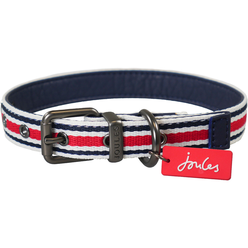 Joules Striped Stripe Embellished Dog Collar Large- 18-22  (48-56cm)