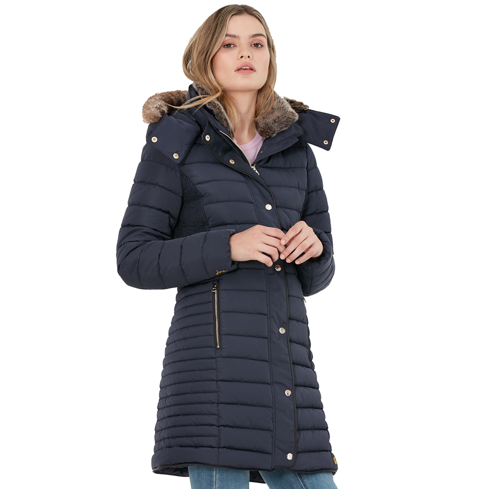 Joules Womens Cherington Padded Quilted Longline Coat Uk 10- Bust 35  (89cm)