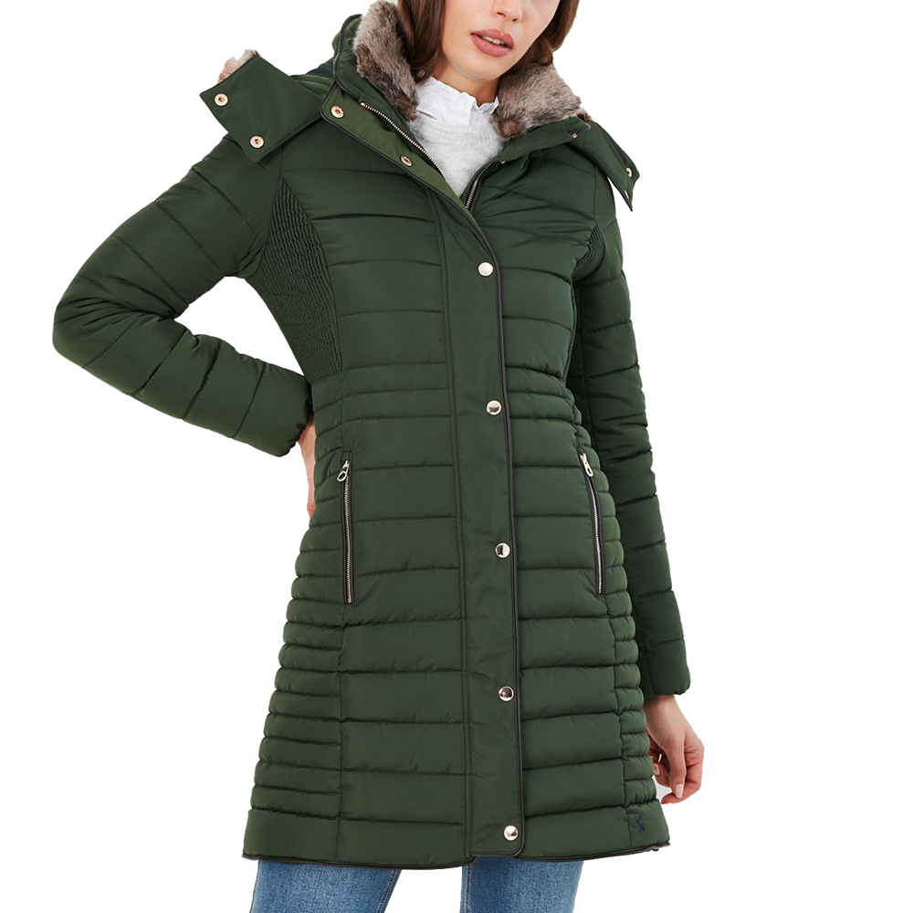 Joules Womens Cherington Quilted Longline Jacket Coat Uk 10- Bust 35  (89cm)