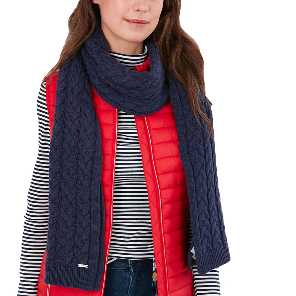 Joules Womens Elena Cable Knit Patterened Winter Scarf One Size