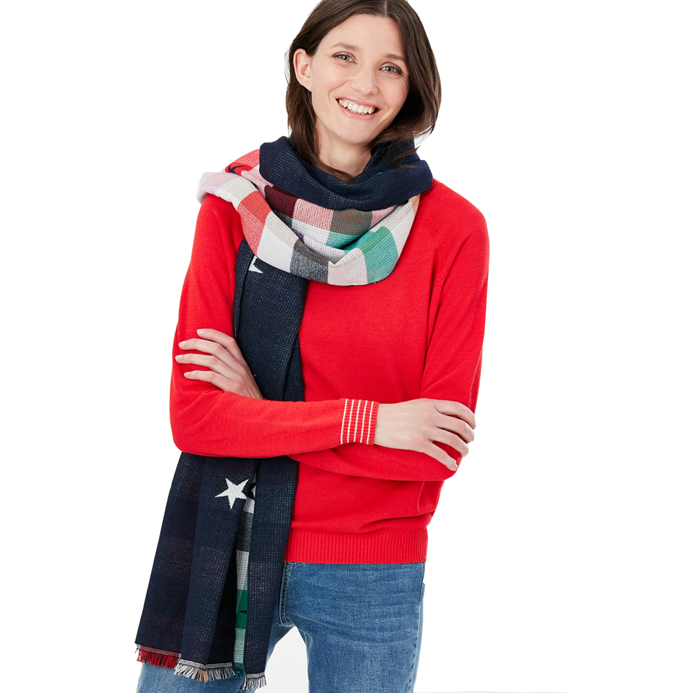 Joules Womens Farnsley Check Jaquard Warm Handle Scarf One Size
