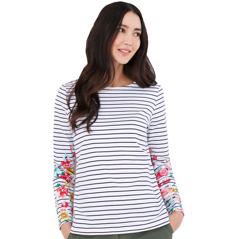 Joules Womens Harbour Print Long Sleeve Jersey Top Uk 18- Bust 45  (114cm)